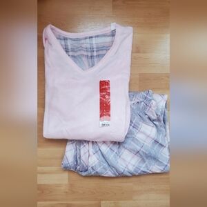 Cozy Pink and Gray Plaid Pajama Set